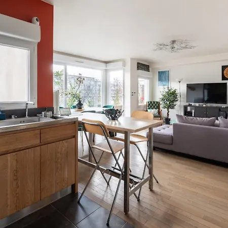アパート Tranquil 3bd Flat W Chic Patiobnfolympiades