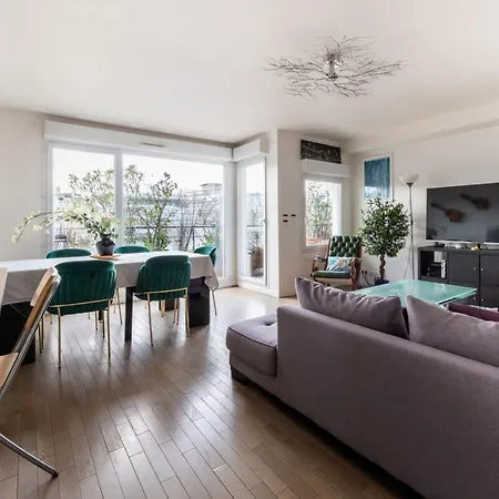 アパート Tranquil 3bd Flat W Chic Patiobnfolympiades *